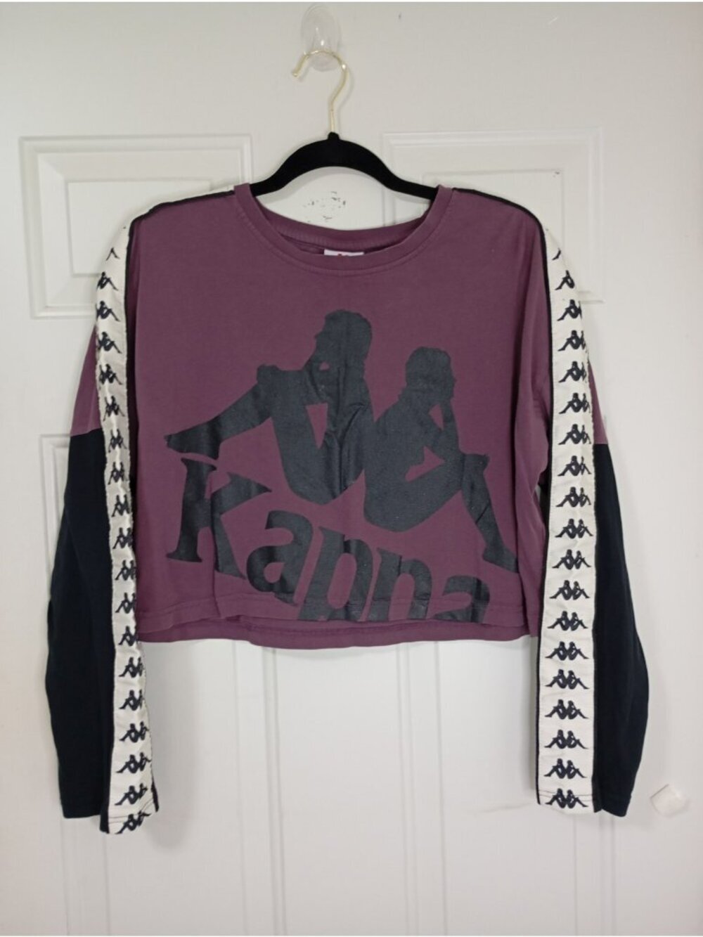 Kappa Womens Crew Neck Long Sleeve Cropped Pullover Sweatshirt Size L
